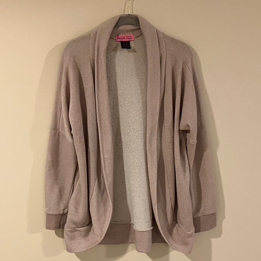 Cozy Beige Open-Front Cardigan with Pockets